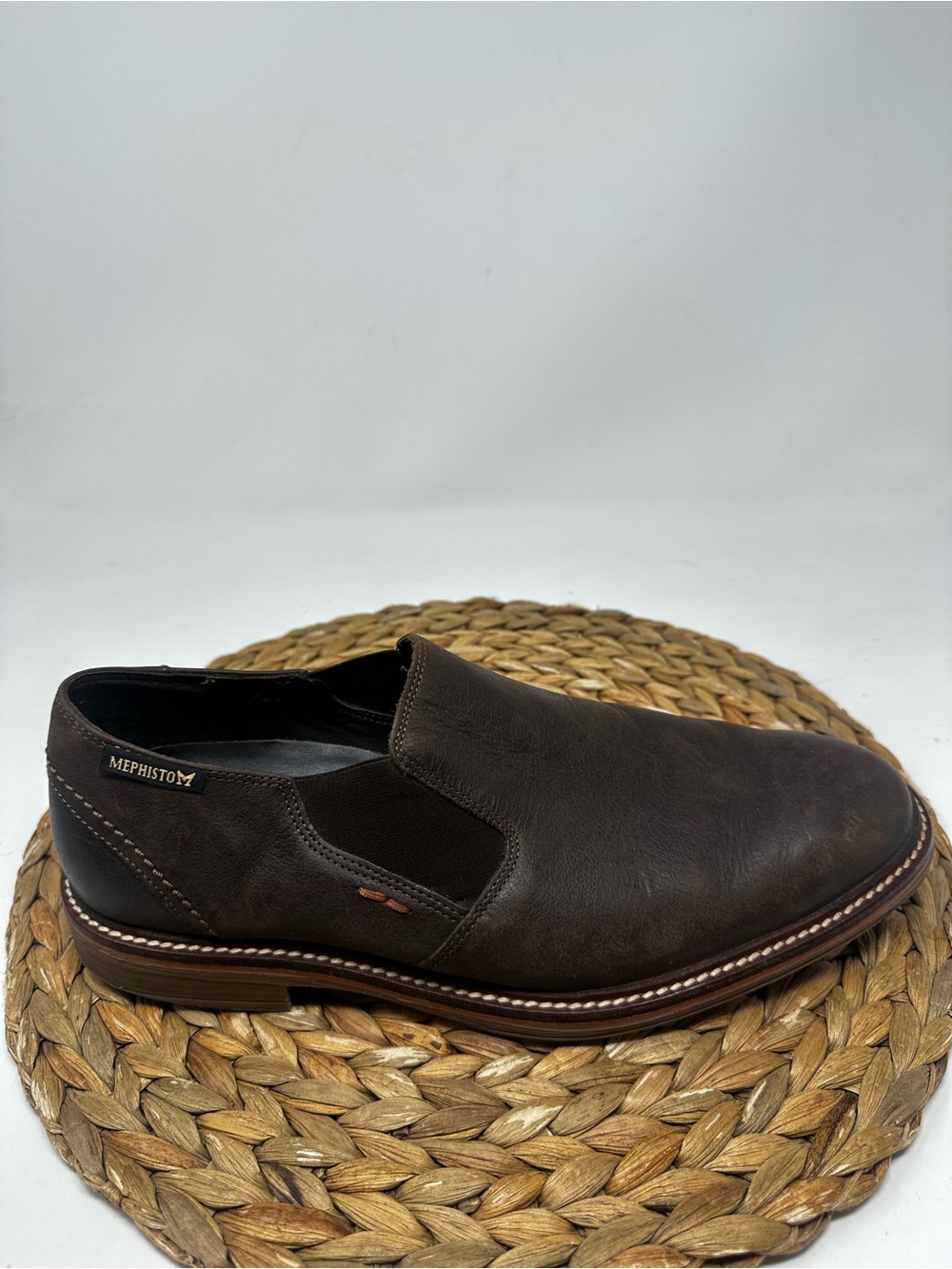 Mephisto Brown Leather Slip Loafers Leather Brown Size 8 Men's